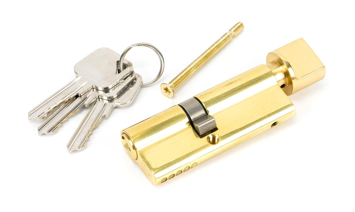 From The Anvil - Lacquered Brass 35/45T 5pin Euro Cylinder/Thumbturn | Sku. 46263 | Trade Door Handles.