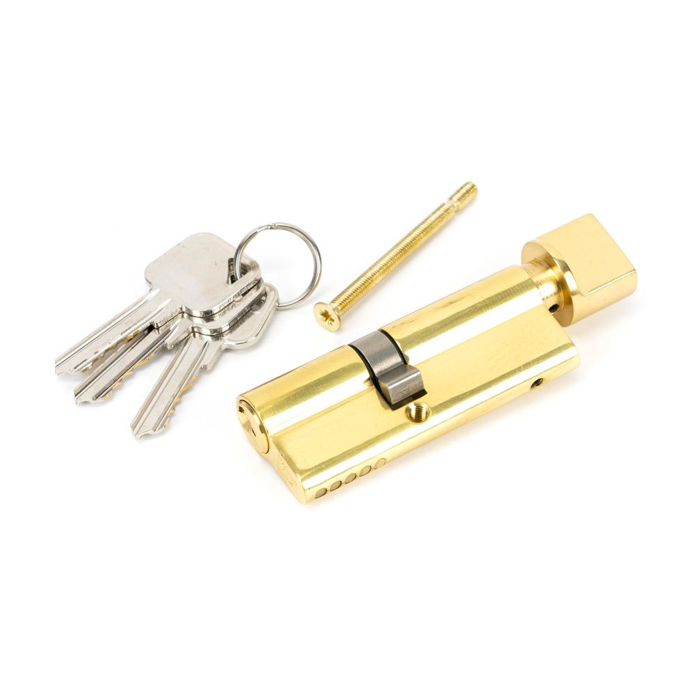 From The Anvil - Lacquered Brass 35/45T 5pin Euro Cylinder/Thumbturn | Sku. 46263 | Trade Door Handles.