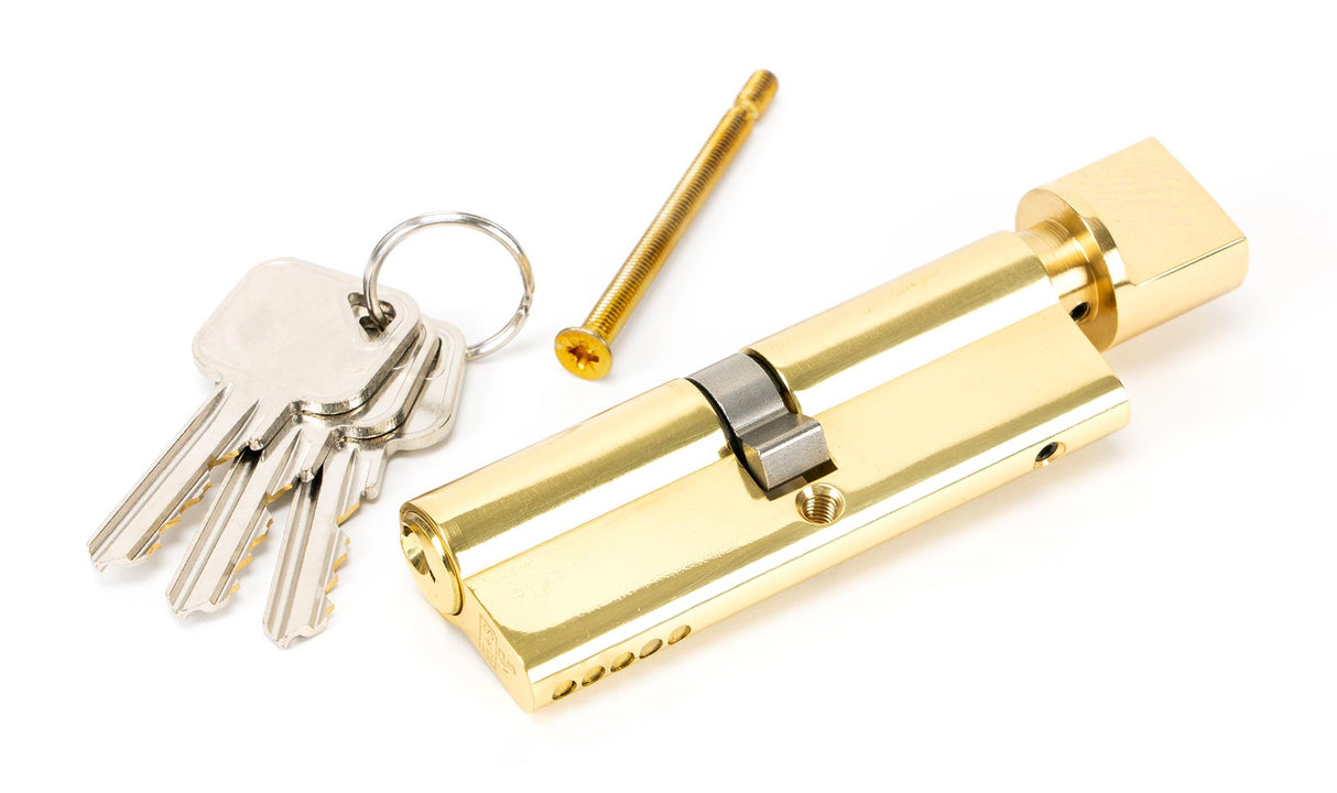 From The Anvil - Lacquered Brass 45/45 5pin Euro Cylinder/Thumbturn | Sku. 46266 | Trade Door Handles.