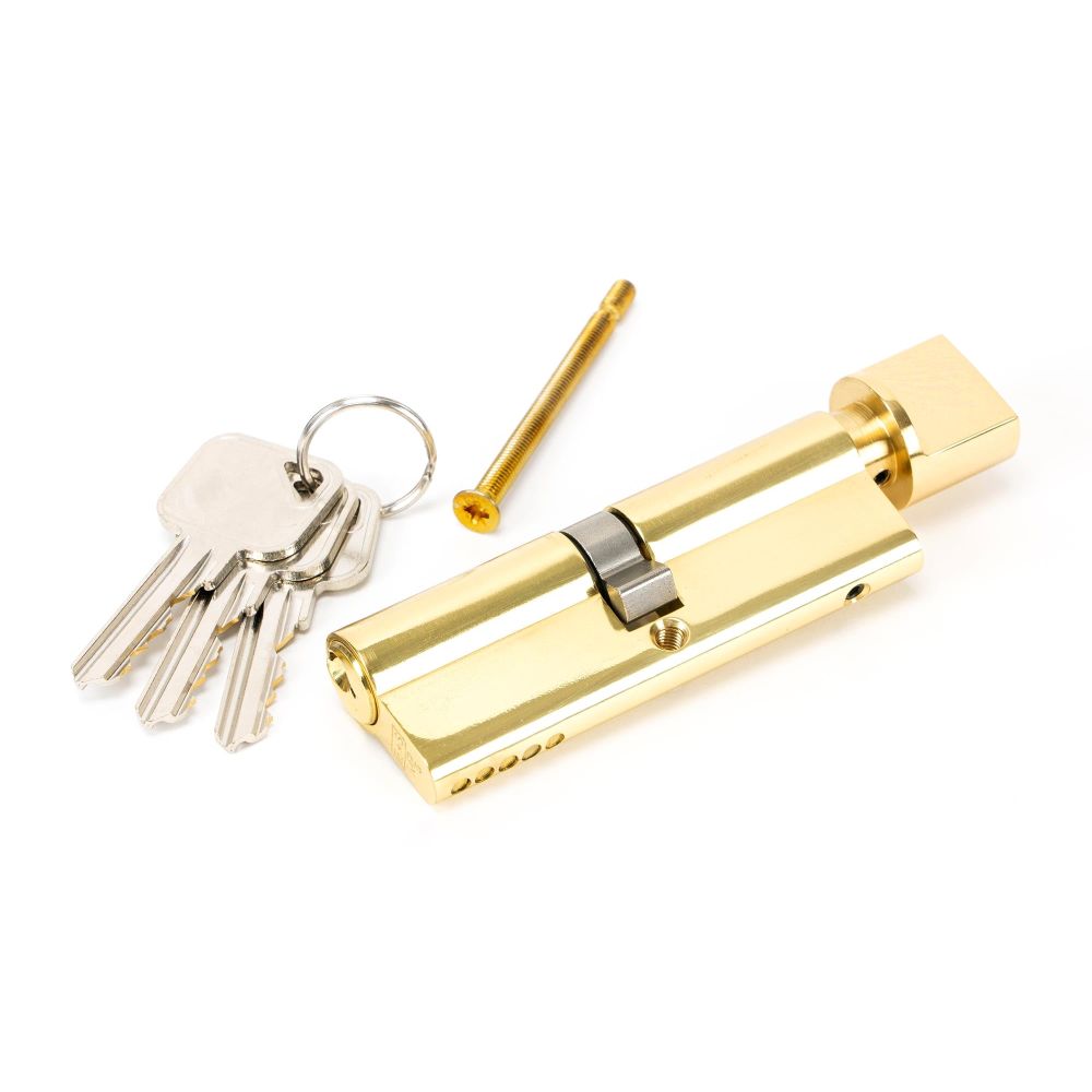 From The Anvil - Lacquered Brass 45/45 5pin Euro Cylinder/Thumbturn | Sku. 46266 | Trade Door Handles.