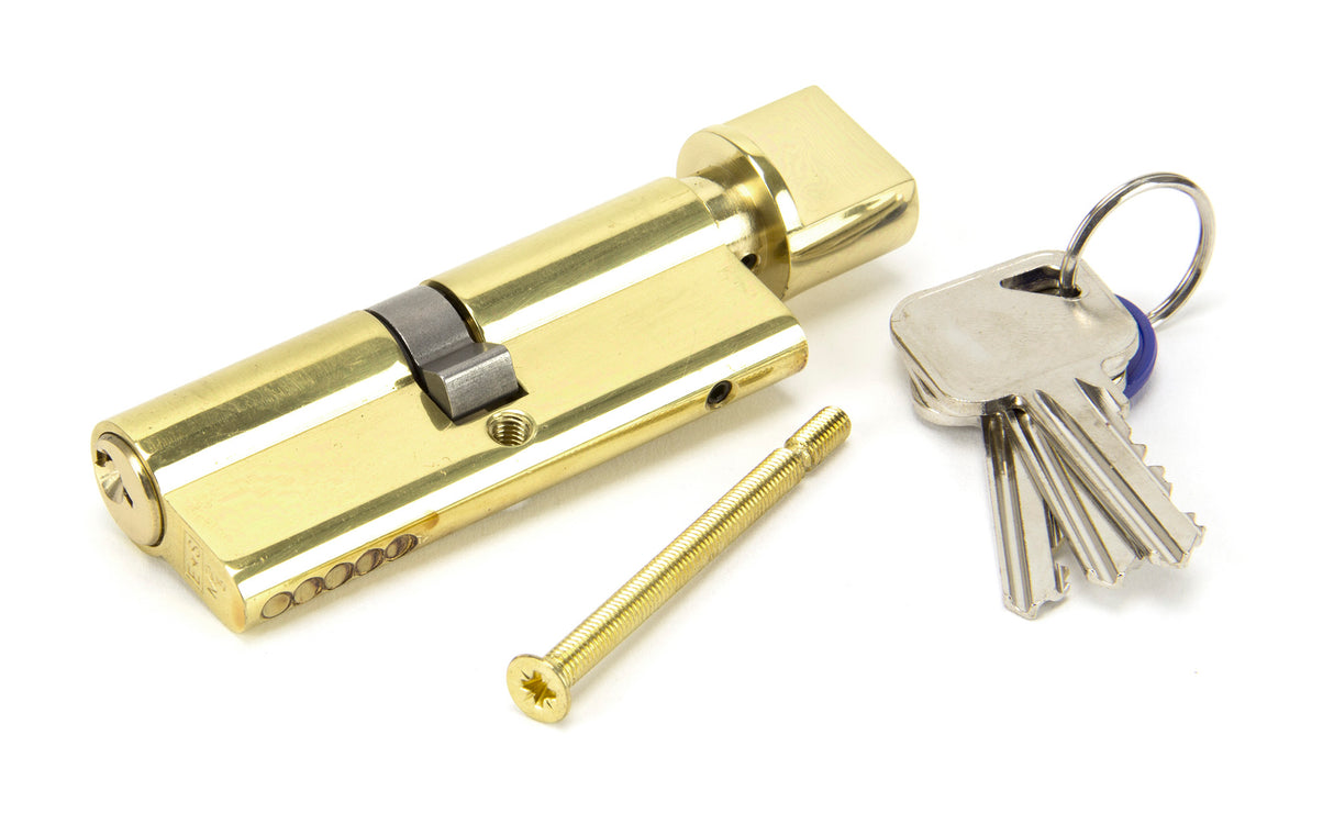 From The Anvil - Lacquered Brass 40/40 5pin Euro Cylinder/Thumbturn KA | Sku. 46275 | Trade Door Handles.