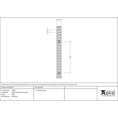 From The Anvil - Black Raised Bookcase Strip 1.83m | Sku. 46284 | Trade Door Handles.