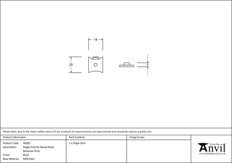 From The Anvil - Black Single Stud for Raised Black Bookcase Strip | Sku. 46285 | Trade Door Handles.