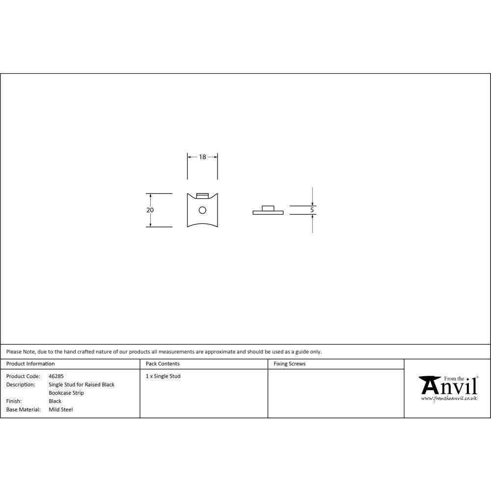 From The Anvil - Black Single Stud for Raised Black Bookcase Strip | Sku. 46285 | Trade Door Handles.