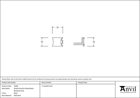 From The Anvil - Black Double Stud for Raised Black Bookcase Strip | Sku. 46286 | Trade Door Handles.