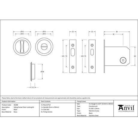 From The Anvil - Black Sliding/Pocket Door Locking Kit | Sku. 46288 | Trade Door Handles.