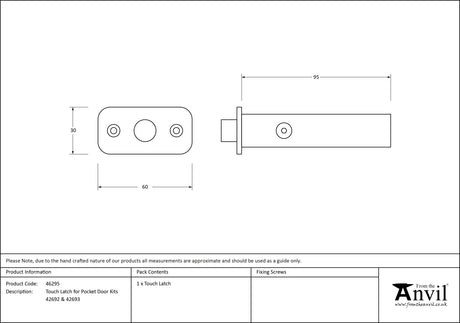 From The Anvil - Touch Latch for Pocket Doors Kits 42692 & 42693 | Sku. 46295 | Trade Door Handles.