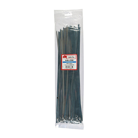 This is an image of Timco - Cable Ties - Stainless Steel 4.6 x 350mm - (100 PCS Bag) 46350CTSS
