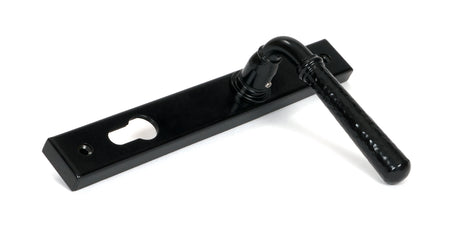 From The Anvil - Black Hammered Newbury Slimline Espag. Lock Set | Sku. 46387 | Trade Door Handles.