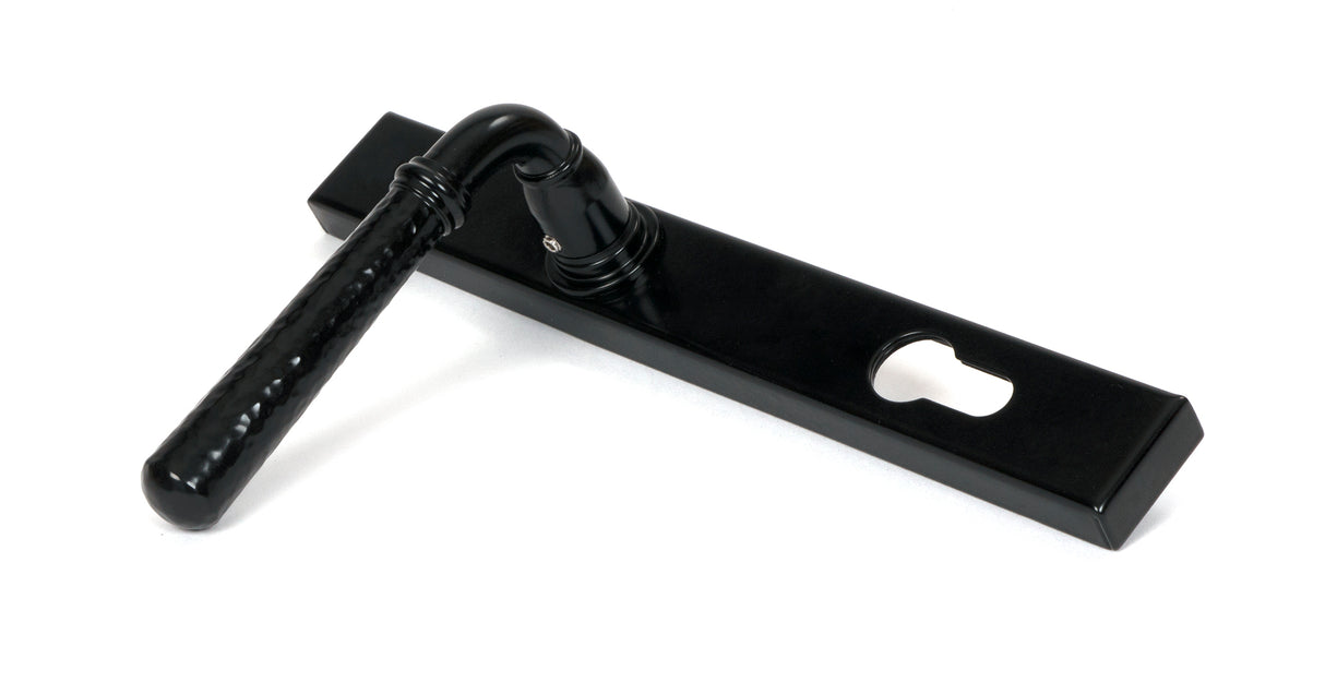 From The Anvil - Black Hammered Newbury Slimline Espag. Lock Set | Sku. 46387 | Trade Door Handles.