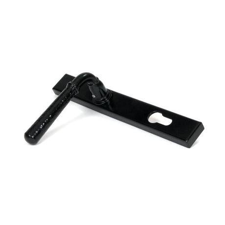 From The Anvil - Black Hammered Newbury Slimline Espag. Lock Set | Sku. 46387 | Trade Door Handles.