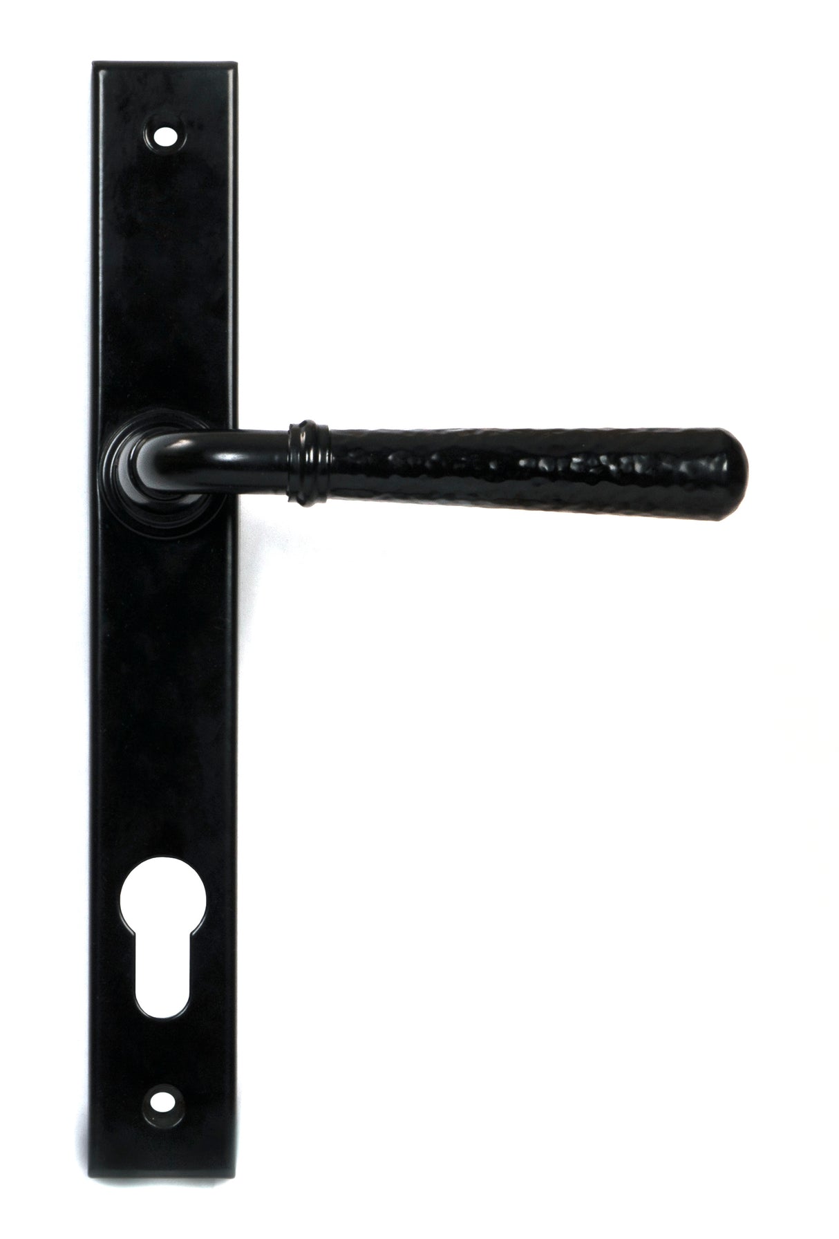 From The Anvil - Black Hammered Newbury Slimline Espag. Lock Set | Sku. 46387 | Trade Door Handles.