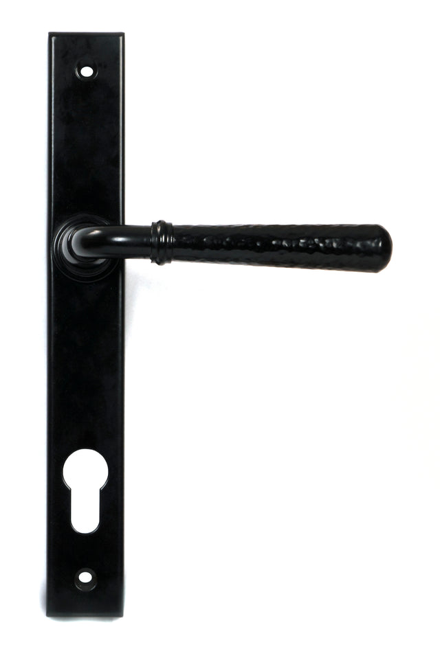 From The Anvil - Black Hammered Newbury Slimline Espag. Lock Set | Sku. 46387 | Trade Door Handles.