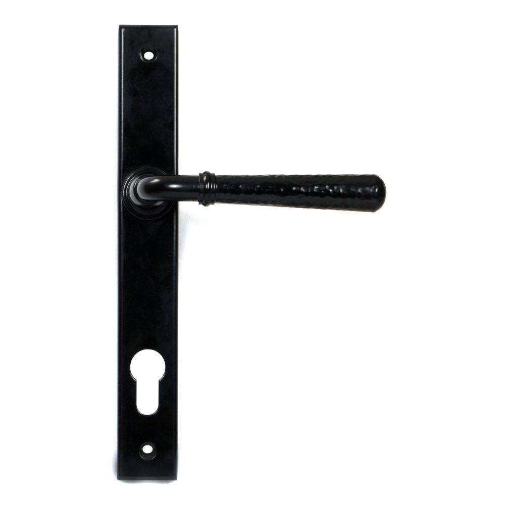 From The Anvil - Black Hammered Newbury Slimline Espag. Lock Set | Sku. 46387 | Trade Door Handles.