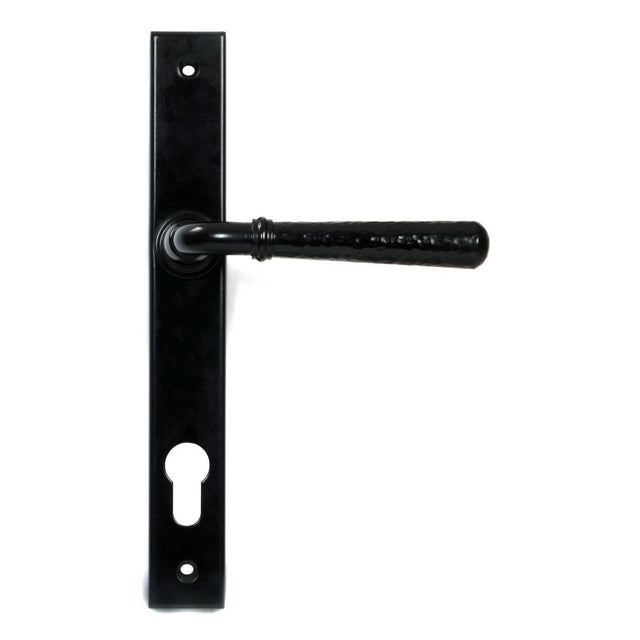 From The Anvil - Black Hammered Newbury Slimline Espag. Lock Set | Sku. 46387 | Trade Door Handles.
