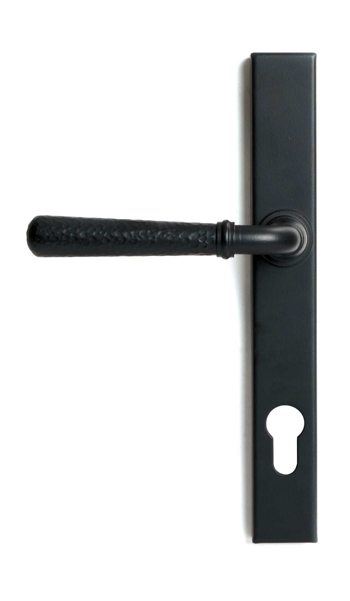 From The Anvil - Matt Black Hammered Newbury Slimline Espag. Lock Set | Sku. 46388 | Trade Door Handles.
