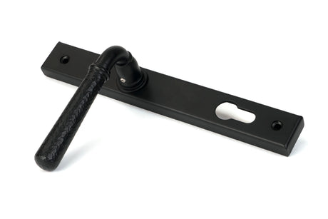 From The Anvil - Matt Black Hammered Newbury Slimline Espag. Lock Set | Sku. 46388 | Trade Door Handles.