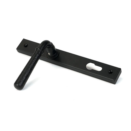From The Anvil - Matt Black Hammered Newbury Slimline Espag. Lock Set | Sku. 46388 | Trade Door Handles.