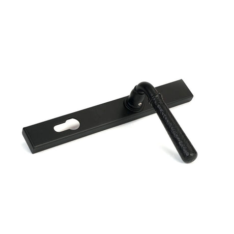 From The Anvil - Matt Black Hammered Newbury Slimline Espag. Lock Set | Sku. 46388 | Trade Door Handles.