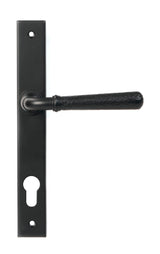 From The Anvil - Matt Black Hammered Newbury Slimline Espag. Lock Set | Sku. 46388 | Trade Door Handles.