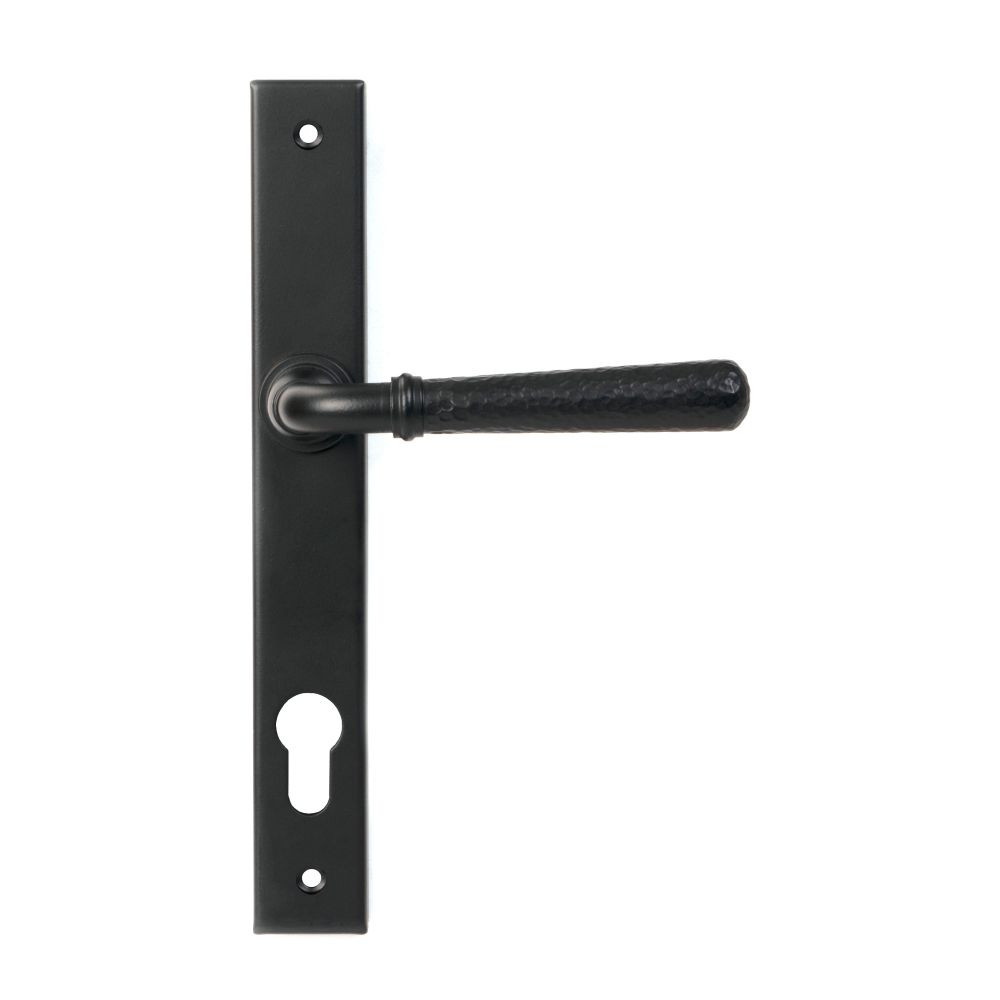 From The Anvil - Matt Black Hammered Newbury Slimline Espag. Lock Set | Sku. 46388 | Trade Door Handles.