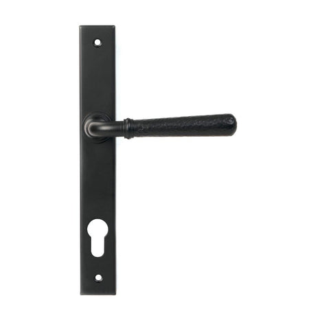 From The Anvil - Matt Black Hammered Newbury Slimline Espag. Lock Set | Sku. 46388 | Trade Door Handles.