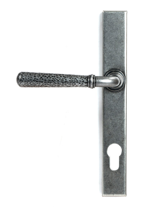 From The Anvil - Pewter Hammered Newbury Slimline Espag. Lock Set | Sku. 46389 | Trade Door Handles.