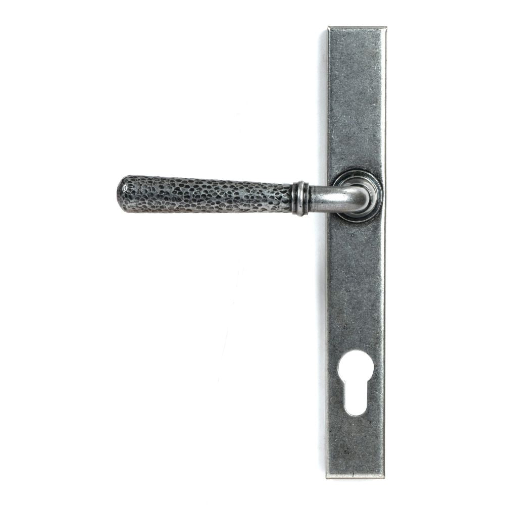 From The Anvil - Pewter Hammered Newbury Slimline Espag. Lock Set | Sku. 46389 | Trade Door Handles.