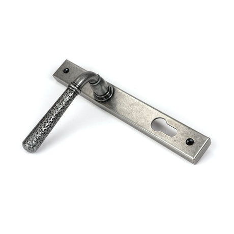 From The Anvil - Pewter Hammered Newbury Slimline Espag. Lock Set | Sku. 46389 | Trade Door Handles.