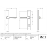From The Anvil - Pewter Hammered Newbury Slimline Espag. Lock Set | Sku. 46389 | Trade Door Handles.