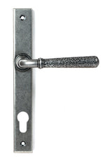 From The Anvil - Pewter Hammered Newbury Slimline Espag. Lock Set | Sku. 46389 | Trade Door Handles.