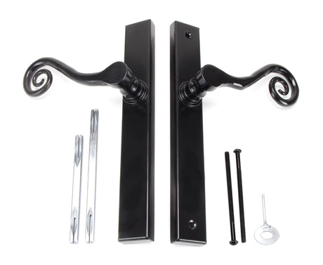 From The Anvil - Black Monkeytail Slimline Lever Espag. Latch Set - LH | Sku. 46397L | Trade Door Handles.