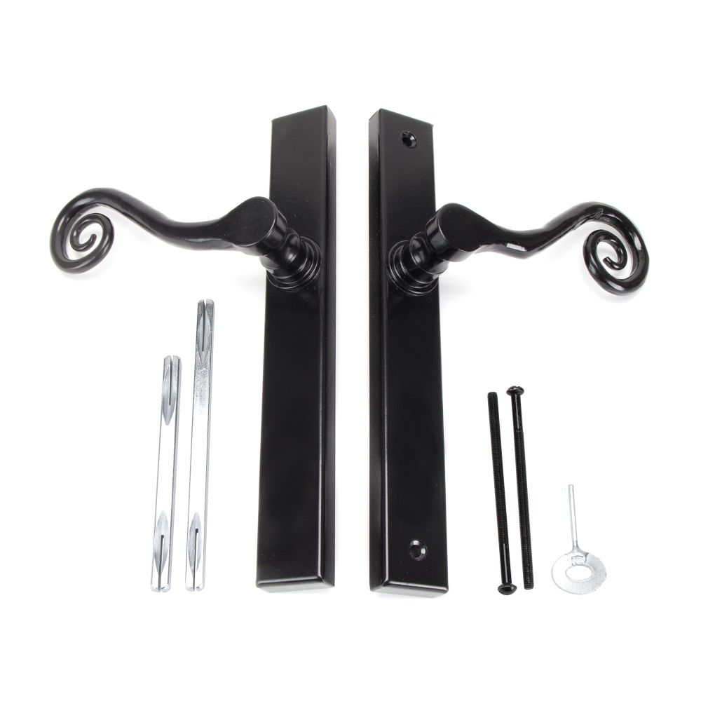 From The Anvil - Black Monkeytail Slimline Lever Espag. Latch Set - LH | Sku. 46397L | Trade Door Handles.
