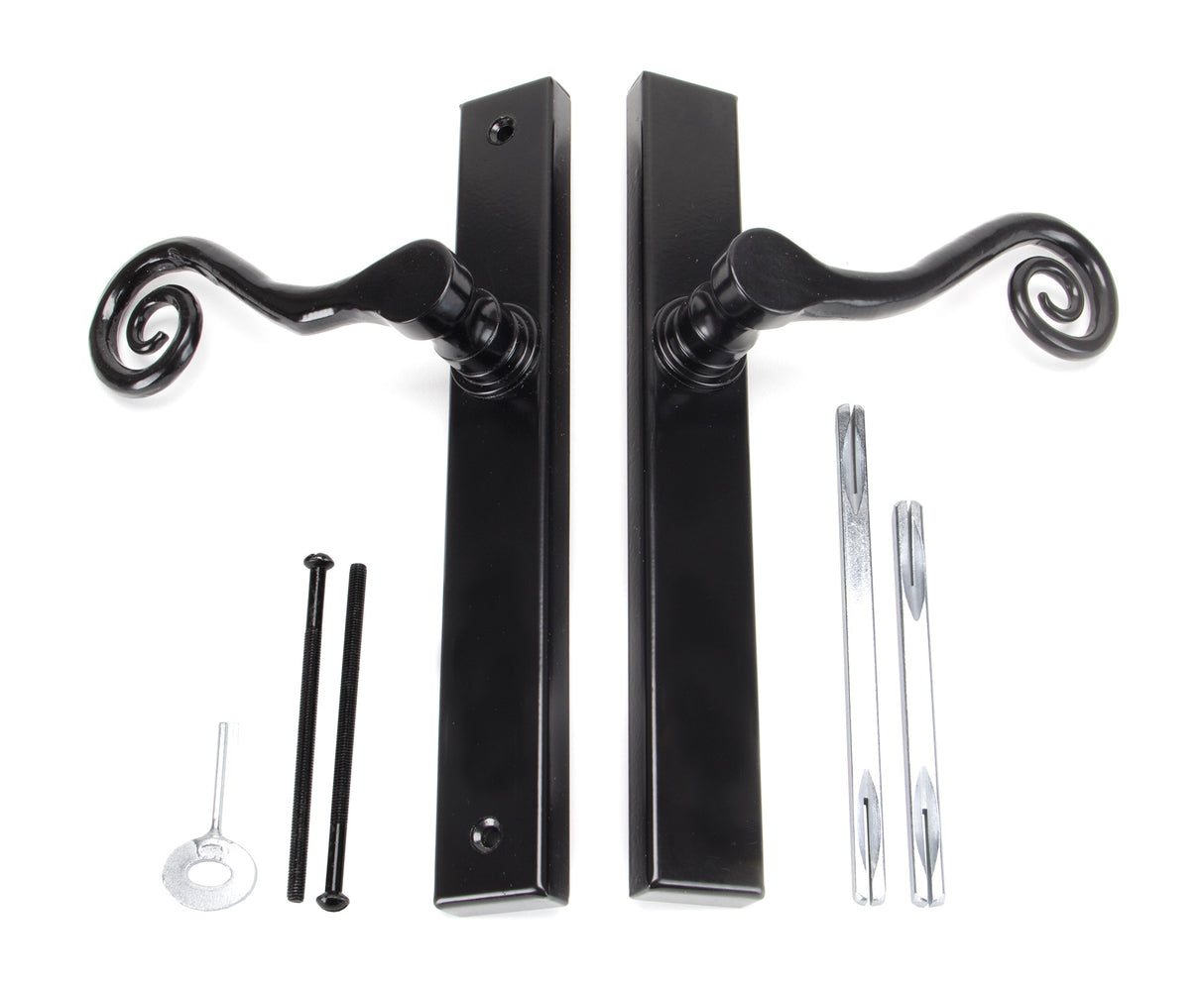 From The Anvil - Black Monkeytail Slimline Lever Espag. Latch Set - RH | Sku. 46397R | Trade Door Handles.
