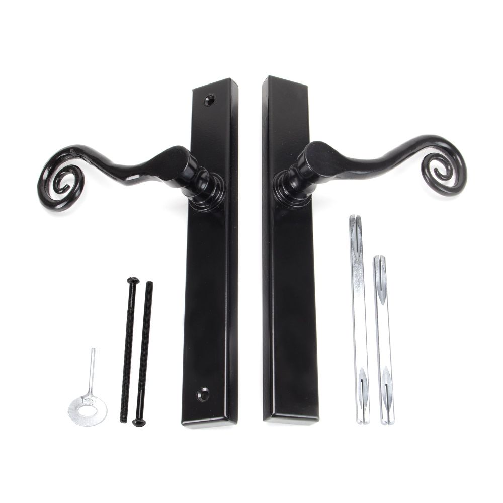 From The Anvil - Black Monkeytail Slimline Lever Espag. Latch Set - RH | Sku. 46397R | Trade Door Handles.