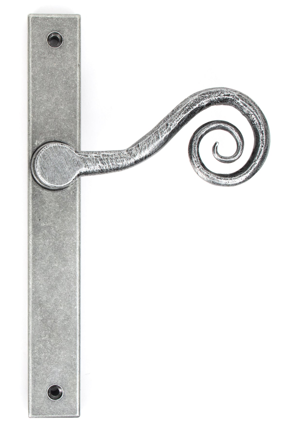 From The Anvil - Pewter Monkeytail Slimline Lever Espag. Latch Set - LH | Sku. 46398L | Trade Door Handles.