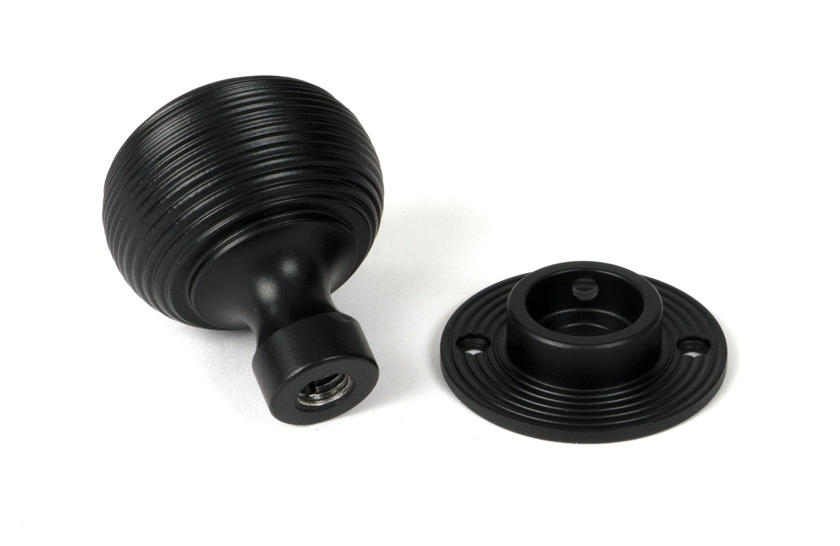 From The Anvil - Matt Black Heavy Beehive Mortice/Rim Knob Set | Sku. 46404 | Trade Door Handles.