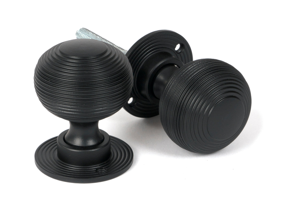 From The Anvil - Matt Black Heavy Beehive Mortice/Rim Knob Set | Sku. 46404 | Trade Door Handles.