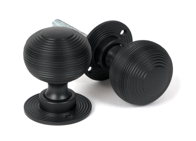 From The Anvil - Matt Black Heavy Beehive Mortice/Rim Knob Set | Sku. 46404 | Trade Door Handles.