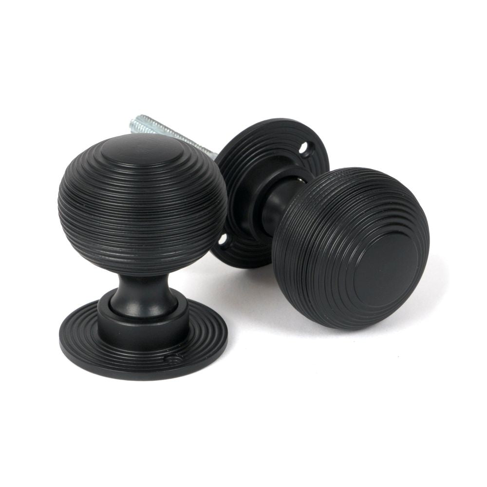 From The Anvil - Matt Black Heavy Beehive Mortice/Rim Knob Set | Sku. 46404 | Trade Door Handles.