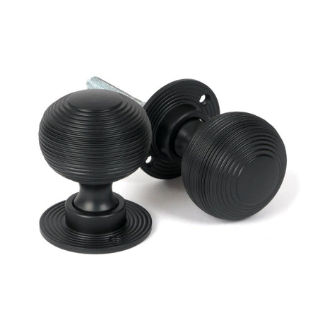 From The Anvil - Matt Black Heavy Beehive Mortice/Rim Knob Set | Sku. 46404 | Trade Door Handles.