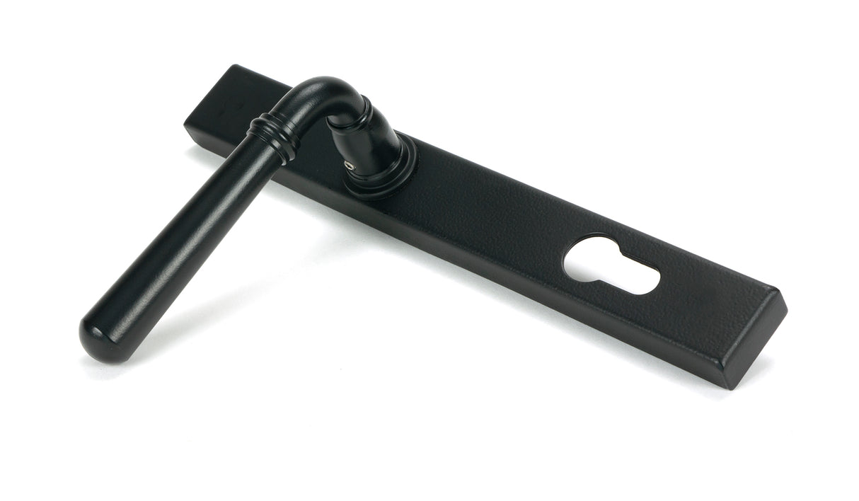 From The Anvil - Matt Black Newbury Slimline Lever Espag. Lock Set | Sku. 46413 | Trade Door Handles.