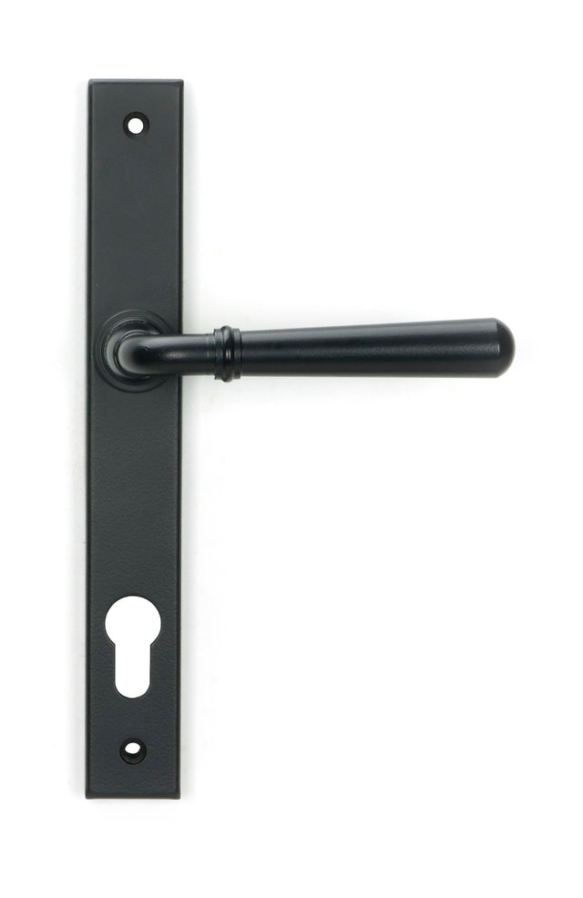 From The Anvil - Matt Black Newbury Slimline Lever Espag. Lock Set | Sku. 46413 | Trade Door Handles.