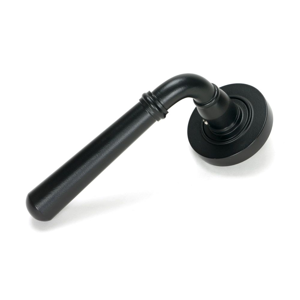 From The Anvil - Matt Black Newbury Lever on Rose Set (Plain) | Sku. 46459 | Trade Door Handles.
