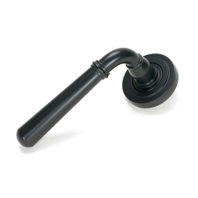 From The Anvil - Matt Black Newbury Lever on Rose Set (Art Deco) | Sku. 46460 | Trade Door Handles.