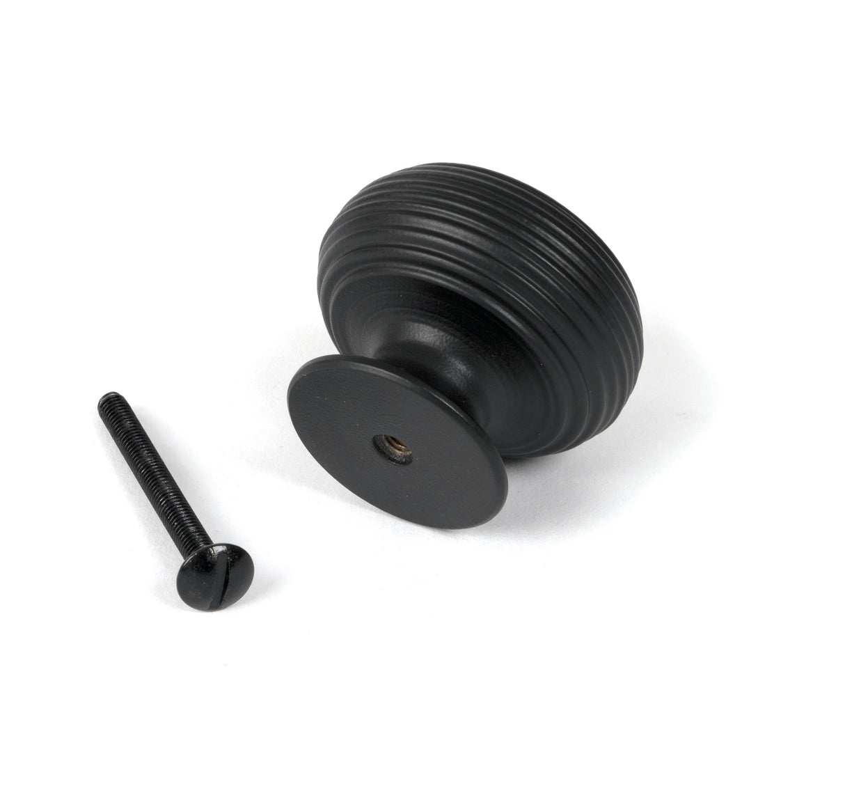 From The Anvil - Matt Black Beehive Cabinet Knob 40mm | Sku. 46468 | Trade Door Handles.