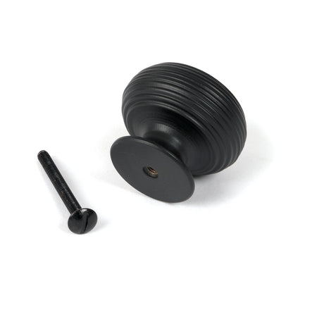 From The Anvil - Matt Black Beehive Cabinet Knob 40mm | Sku. 46468 | Trade Door Handles.