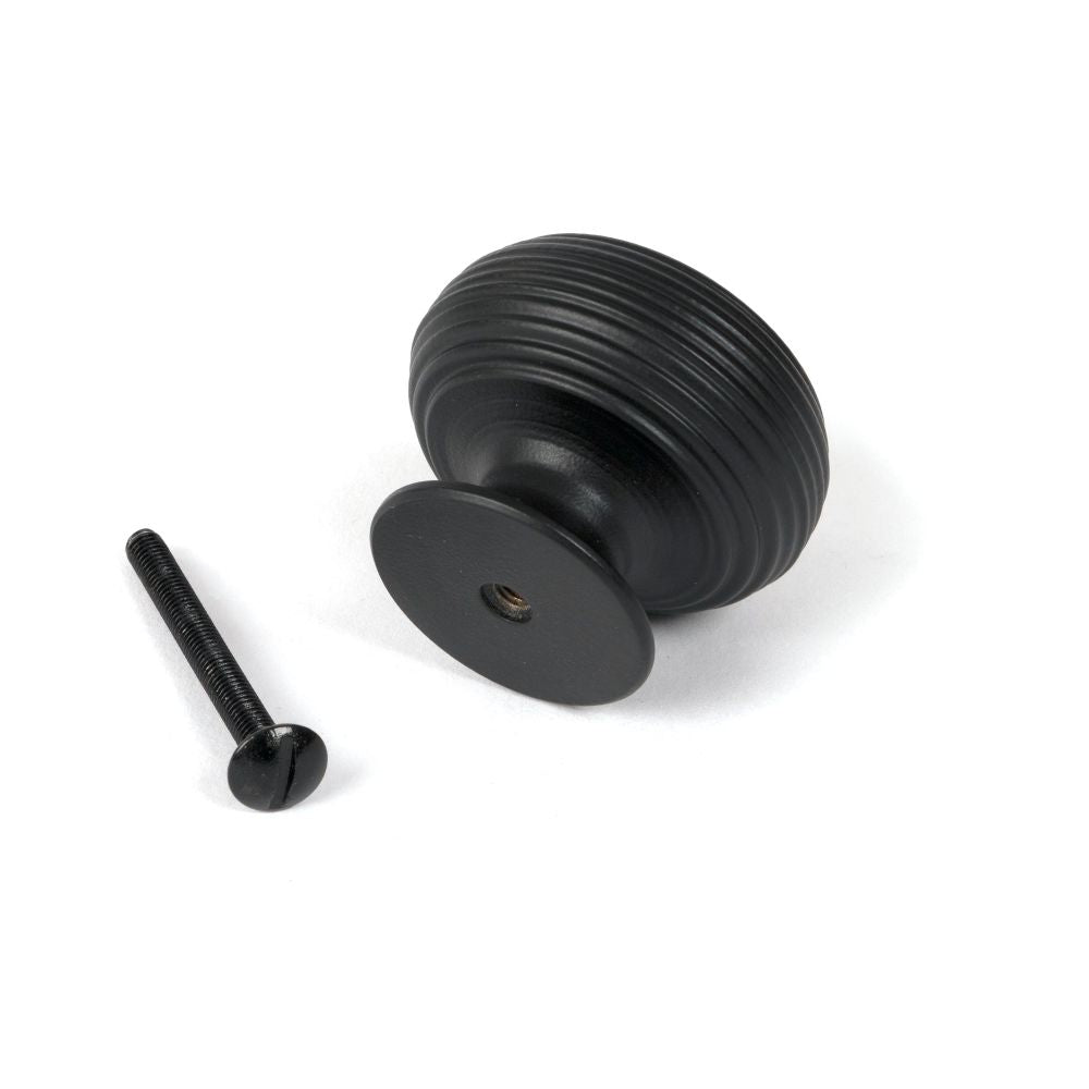 From The Anvil - Matt Black Beehive Cabinet Knob 40mm | Sku. 46468 | Trade Door Handles.