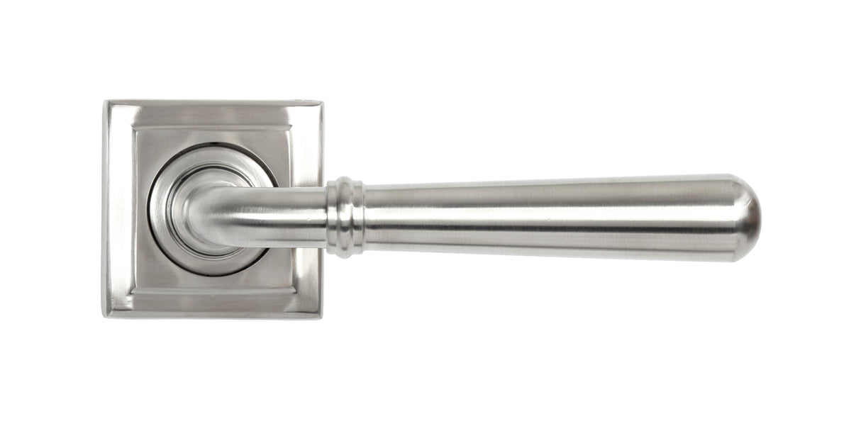 From The Anvil - Satin Marine SS (316) Newbury Lever on Rose Set (Square) | Sku. 46513 | Trade Door Handles.