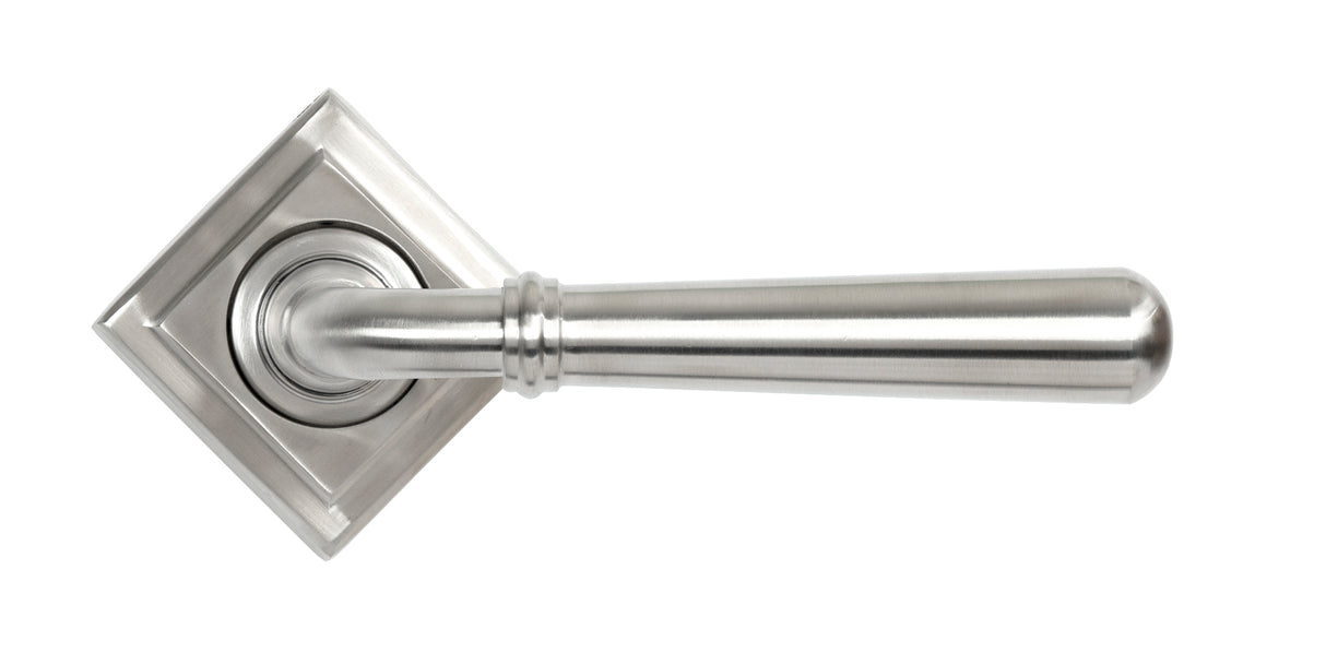 From The Anvil - Satin Marine SS (316) Newbury Lever on Rose Set (Square) | Sku. 46513 | Trade Door Handles.